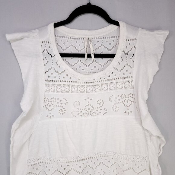 Anthropologie Sustainable Lace Tank Size XL White Eyelet Coastal Feminine Beach - Picture 4 of 10